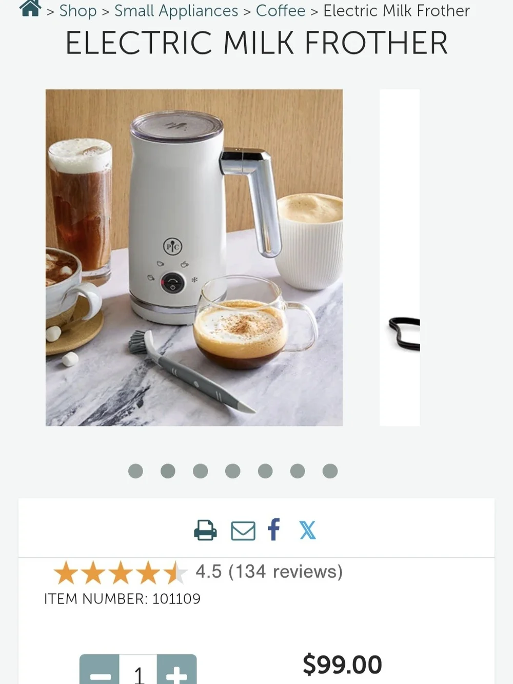 The Pampered Chef White Electric Milk Frother with Silver Handle